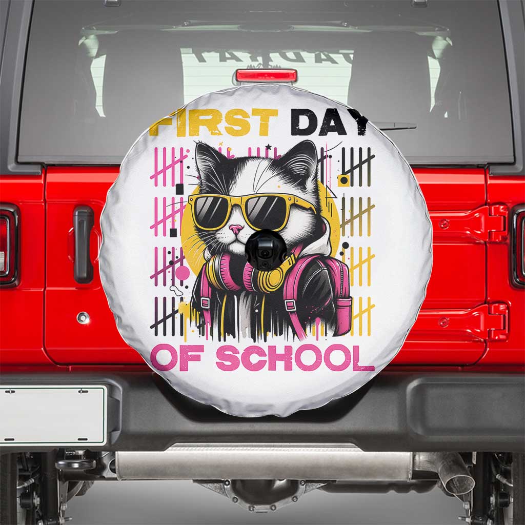 Funny Cat First Day Of School Spare Tire Cover Back To School Gift For Kids - Wonder Print Shop