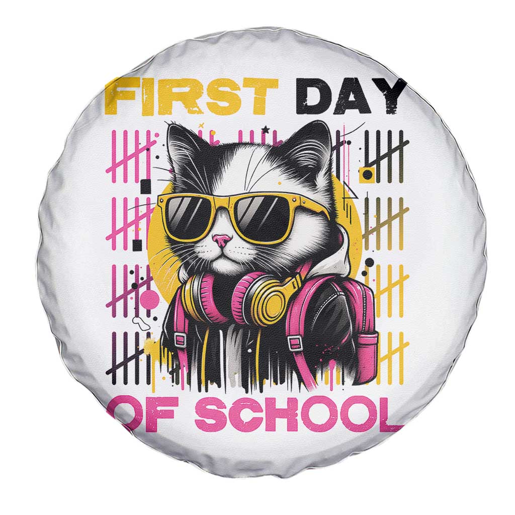 Funny Cat First Day Of School Spare Tire Cover Back To School Gift For Kids - Wonder Print Shop