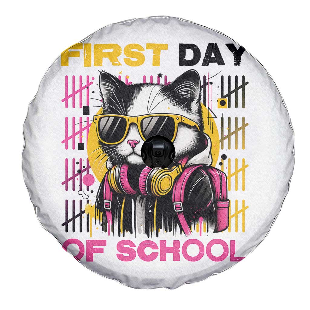 Funny Cat First Day Of School Spare Tire Cover Back To School Gift For Kids - Wonder Print Shop