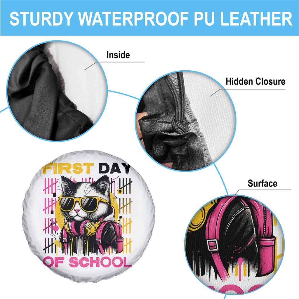 Funny Cat First Day Of School Spare Tire Cover Back To School Gift For Kids - Wonder Print Shop