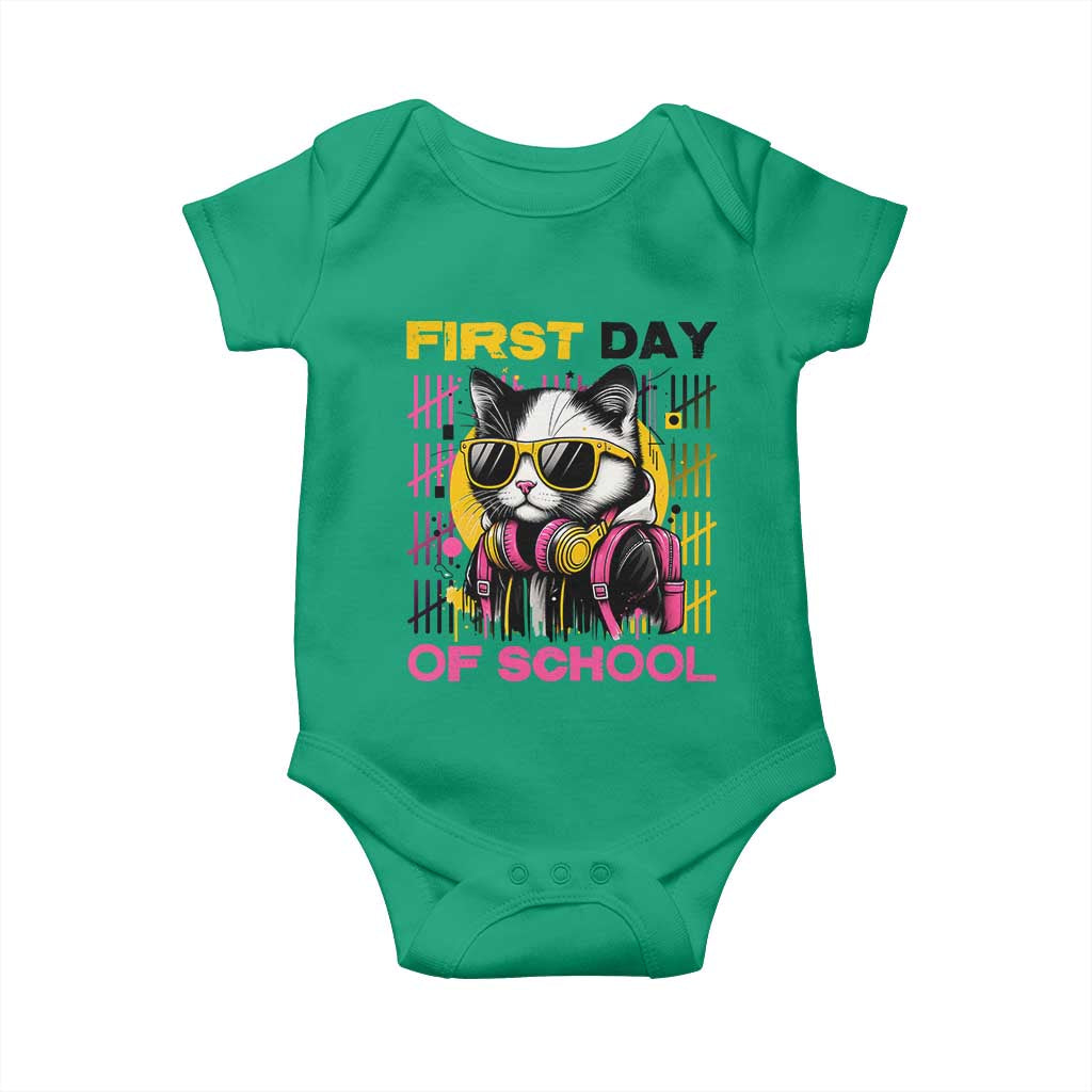 Funny Cat First Day Of School Baby Onesie Back To School Gift For Kids - Wonder Print Shop