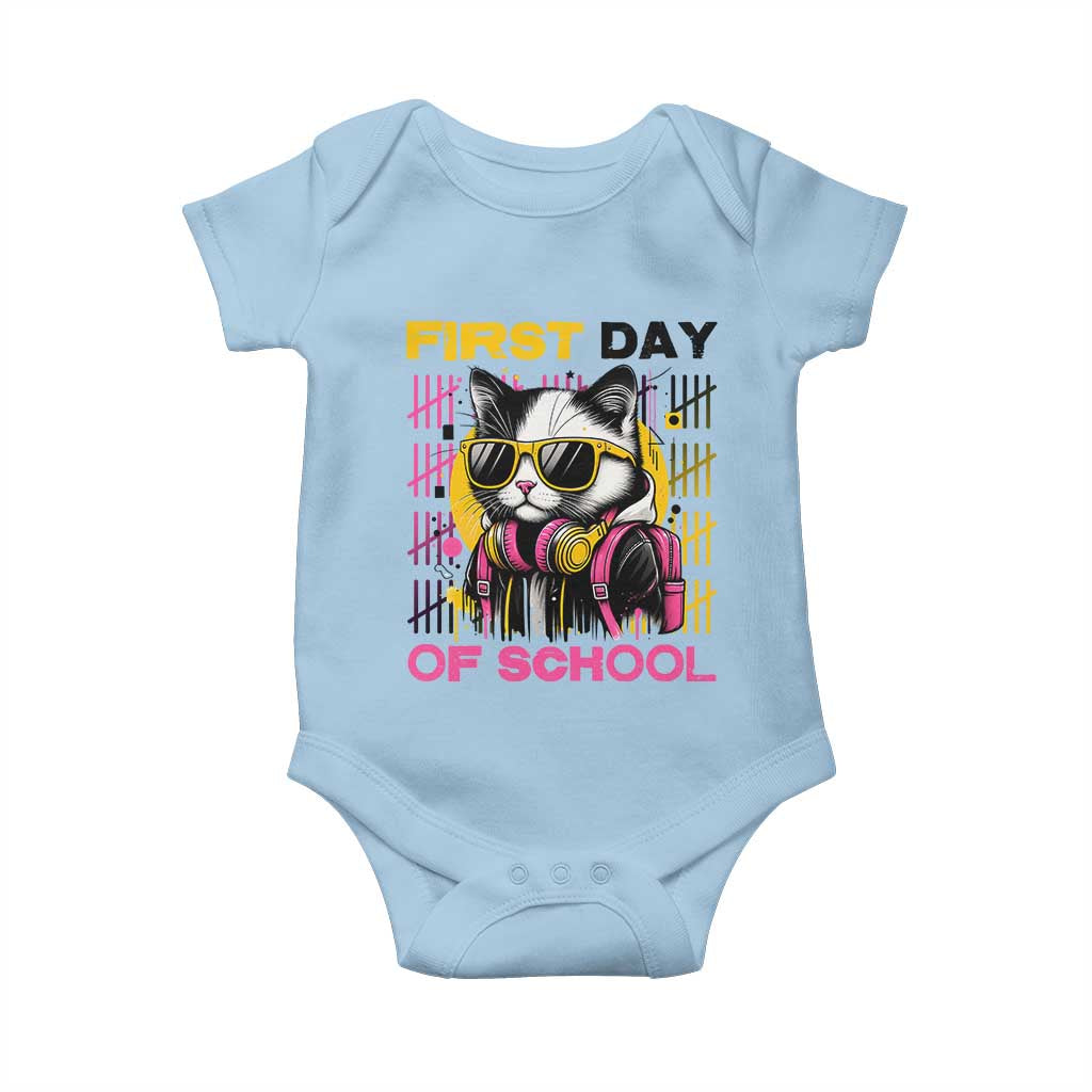 Funny Cat First Day Of School Baby Onesie Back To School Gift For Kids - Wonder Print Shop
