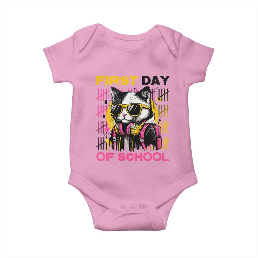 Funny Cat First Day Of School Baby Onesie Back To School Gift For Kids - Wonder Print Shop