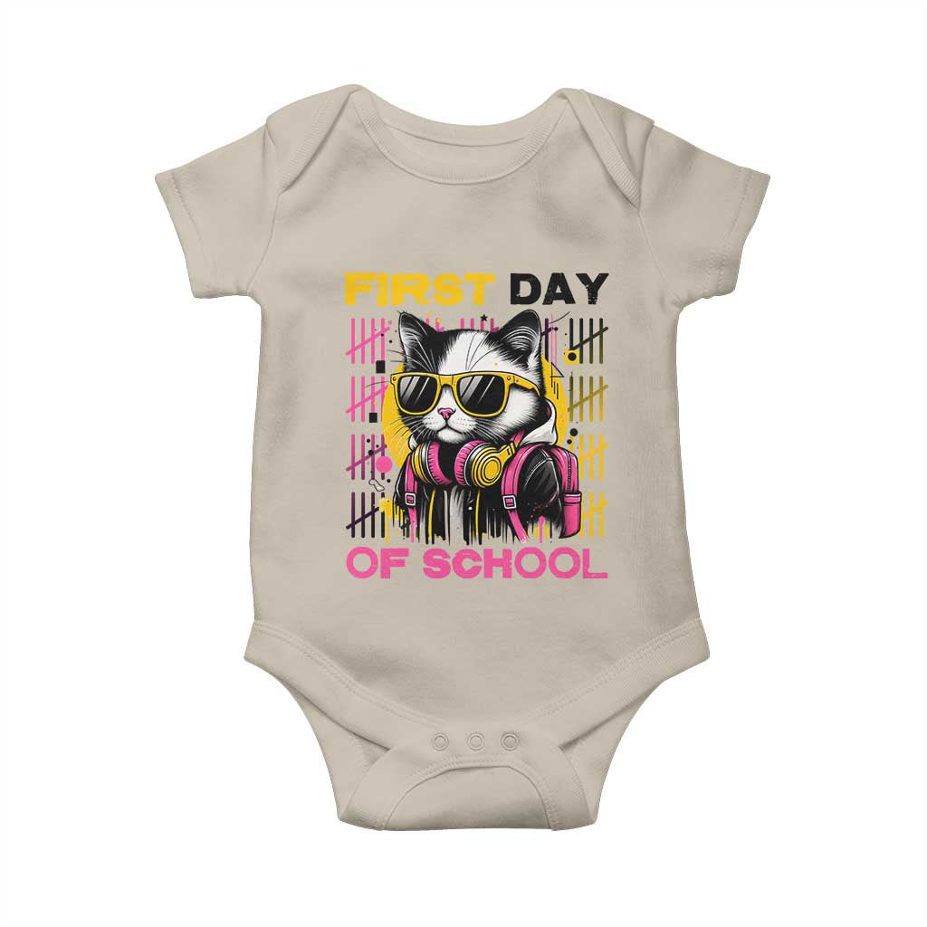 Funny Cat First Day Of School Baby Onesie Back To School Gift For Kids - Wonder Print Shop
