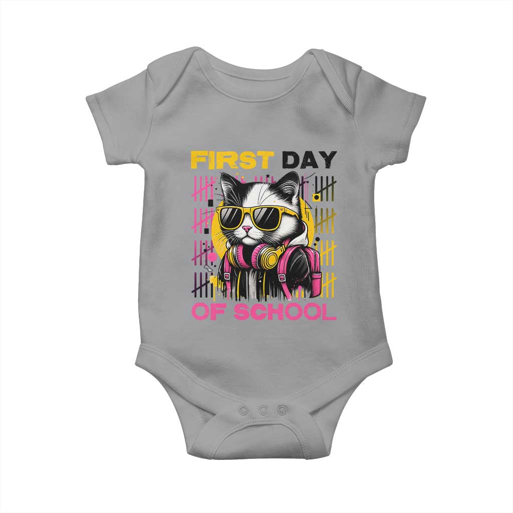 Funny Cat First Day Of School Baby Onesie Back To School Gift For Kids - Wonder Print Shop