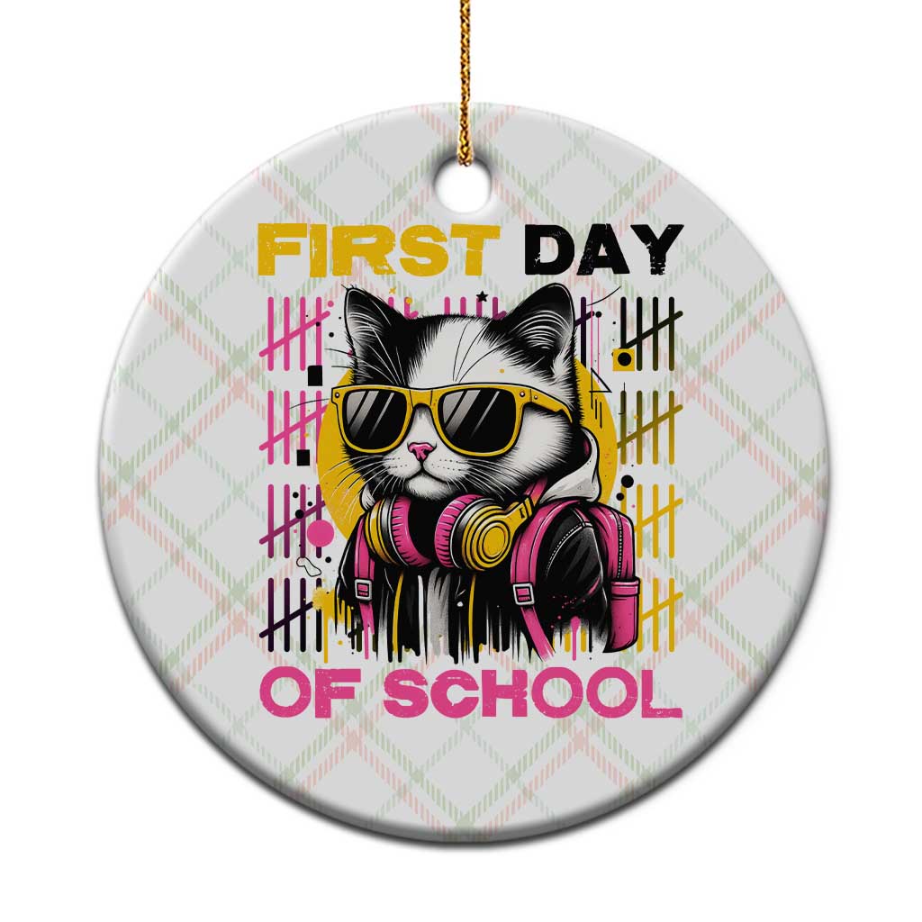 Funny Cat First Day Of School Ceramic Ornament Back To School Gift For Kids - Wonder Print Shop