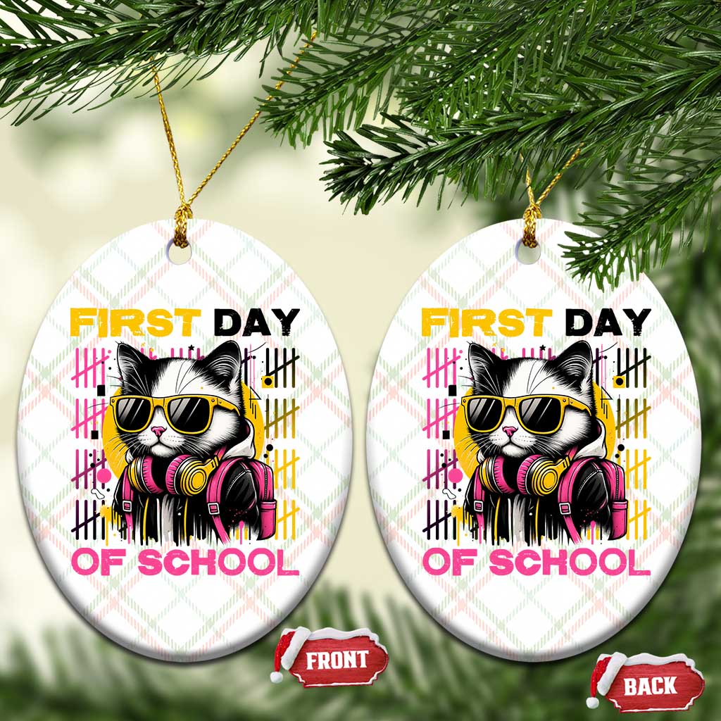 Funny Cat First Day Of School Ceramic Ornament Back To School Gift For Kids - Wonder Print Shop