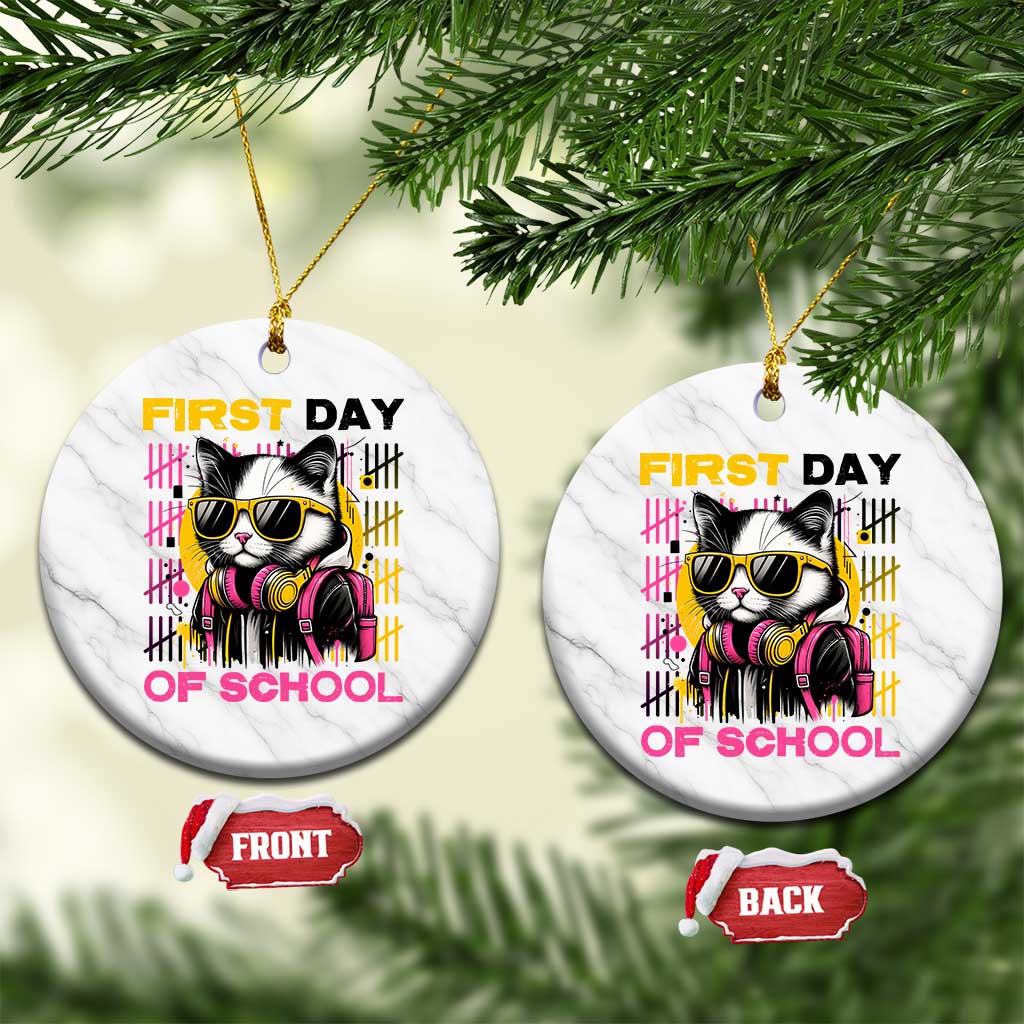 Funny Cat First Day Of School Ceramic Ornament Back To School Gift For Kids - Wonder Print Shop