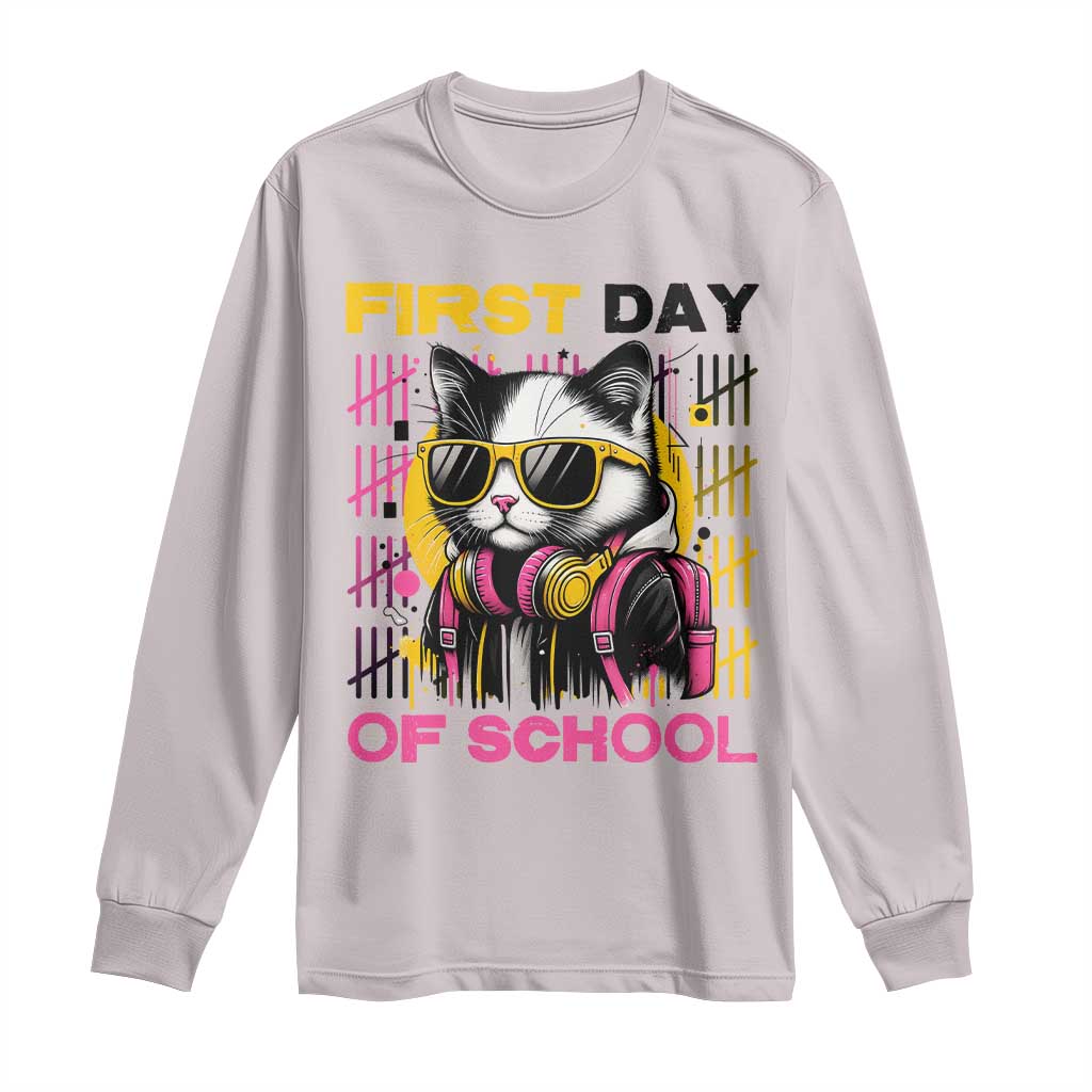 Funny Cat First Day Of School Long Sleeve Shirt Back To School Gift For Kids - Wonder Print Shop