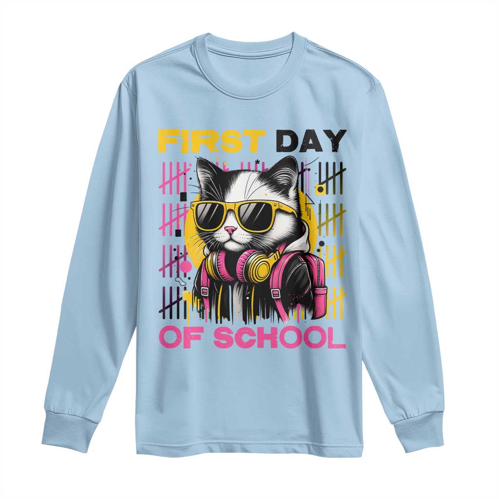 Funny Cat First Day Of School Long Sleeve Shirt Back To School Gift For Kids - Wonder Print Shop