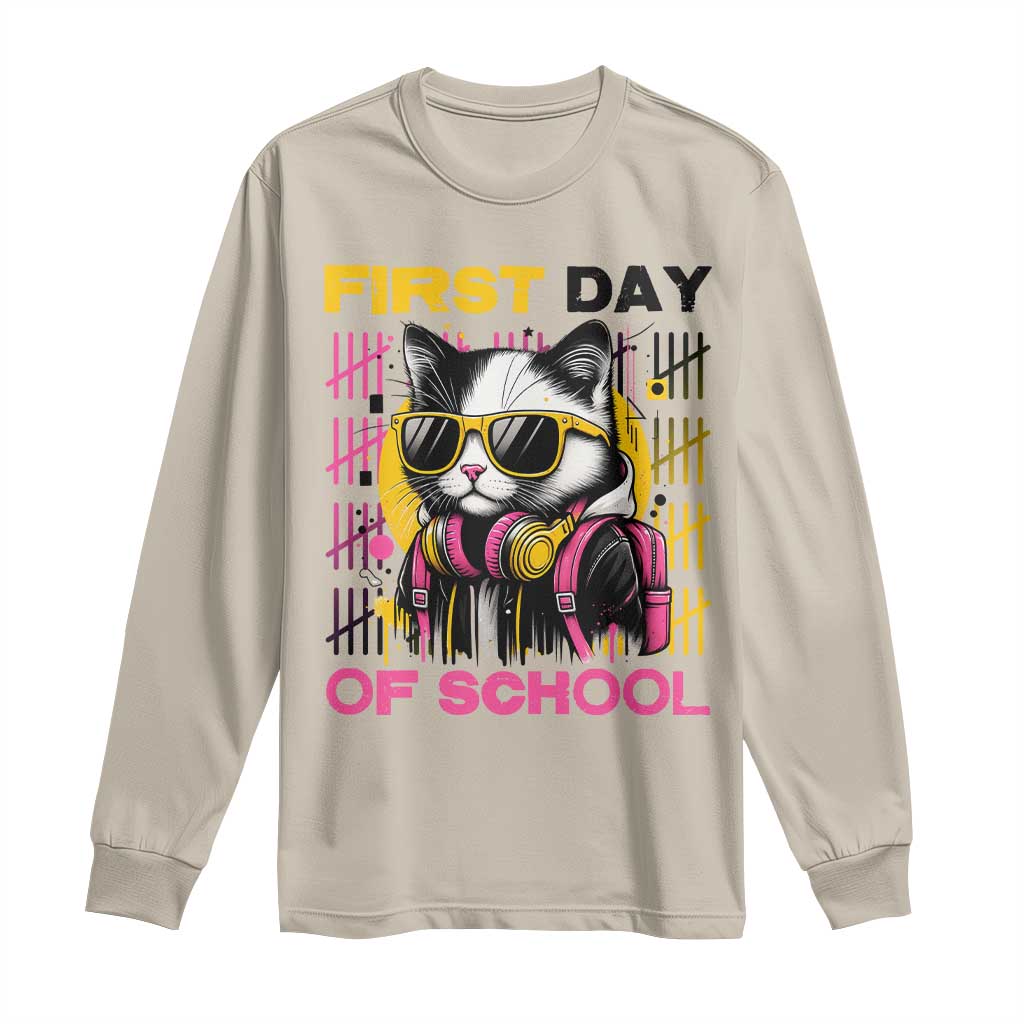 Funny Cat First Day Of School Long Sleeve Shirt Back To School Gift For Kids - Wonder Print Shop