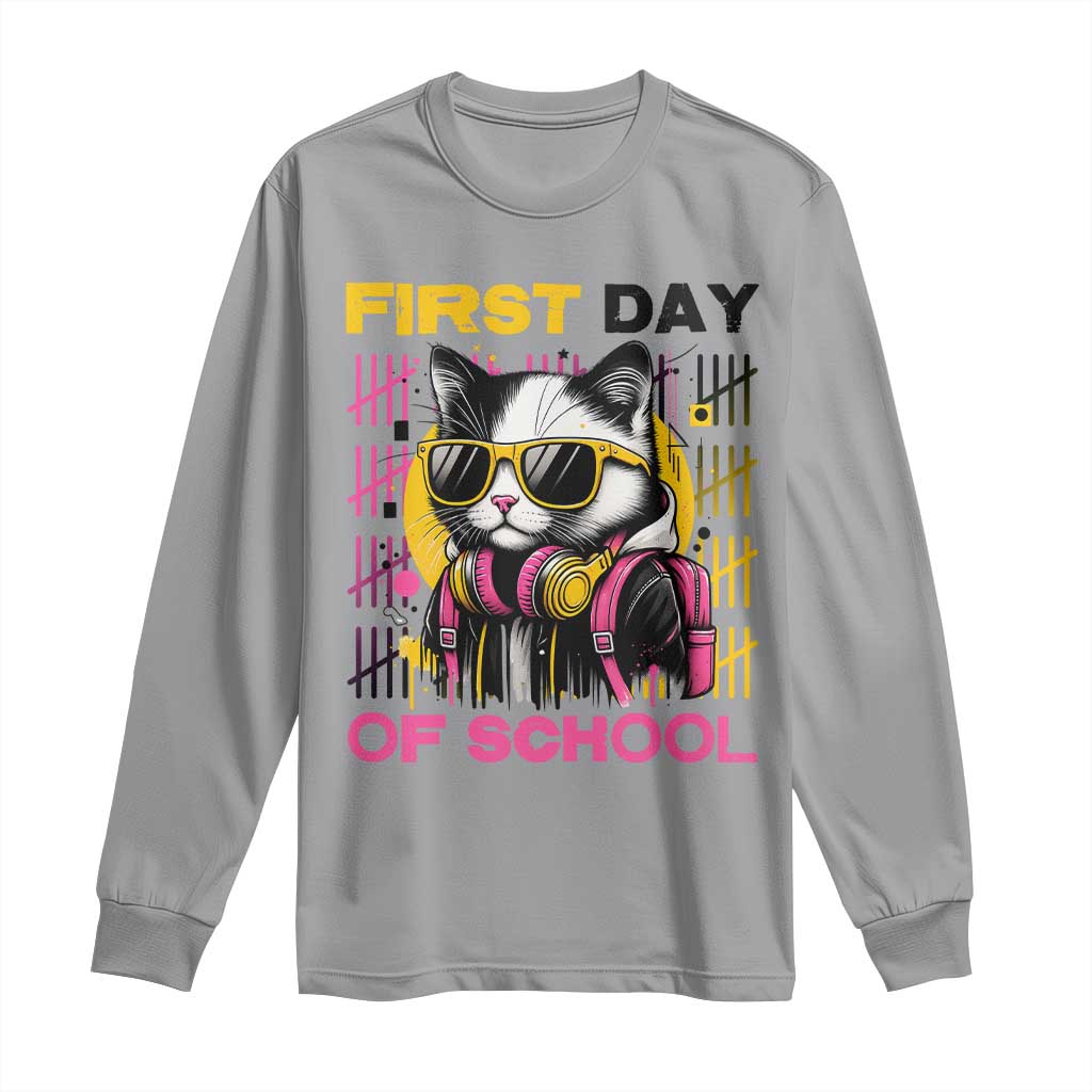 Funny Cat First Day Of School Long Sleeve Shirt Back To School Gift For Kids - Wonder Print Shop