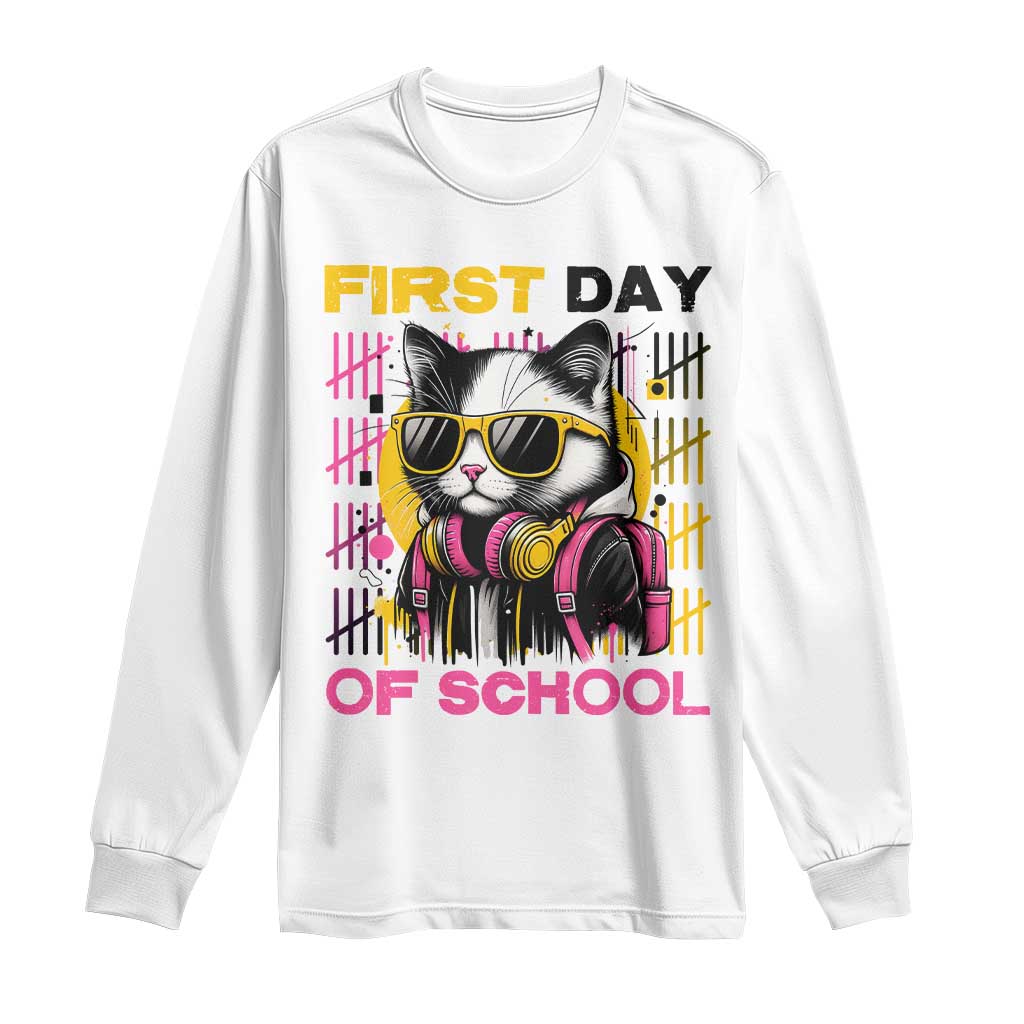 Funny Cat First Day Of School Long Sleeve Shirt Back To School Gift For Kids - Wonder Print Shop