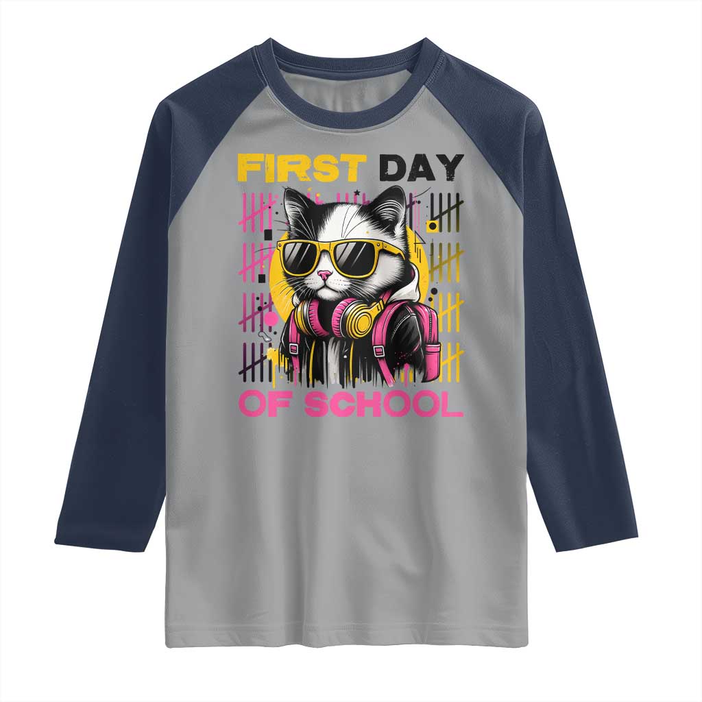 Funny Cat First Day Of School Raglan Shirt Back To School Gift For Kids - Wonder Print Shop