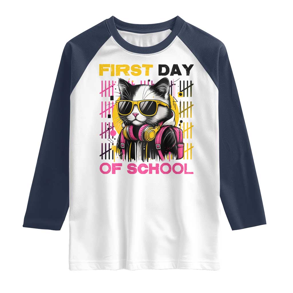 Funny Cat First Day Of School Raglan Shirt Back To School Gift For Kids - Wonder Print Shop