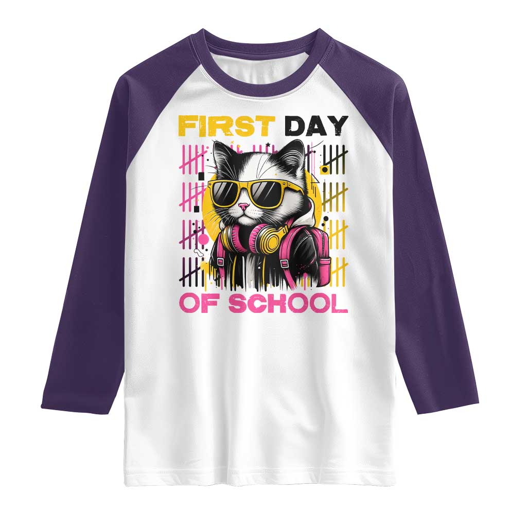 Funny Cat First Day Of School Raglan Shirt Back To School Gift For Kids - Wonder Print Shop