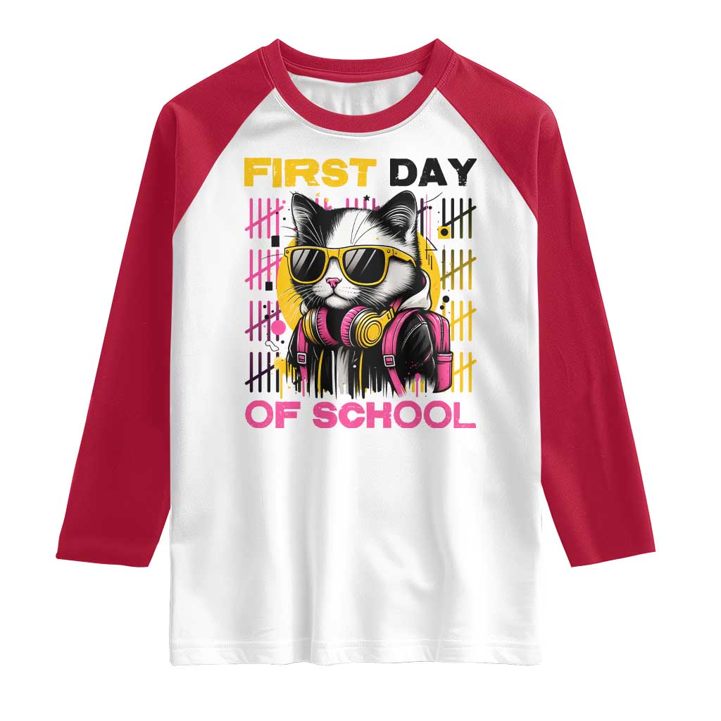 Funny Cat First Day Of School Raglan Shirt Back To School Gift For Kids - Wonder Print Shop