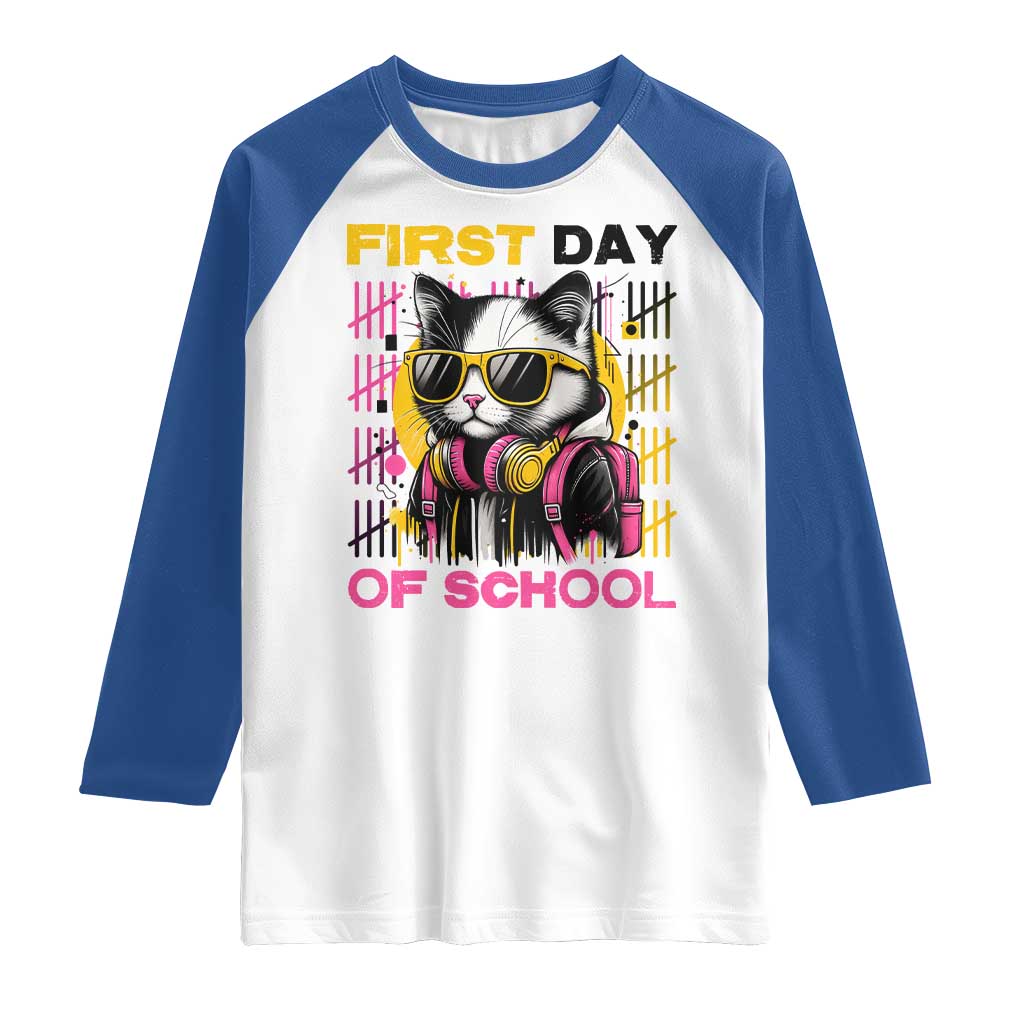 Funny Cat First Day Of School Raglan Shirt Back To School Gift For Kids - Wonder Print Shop