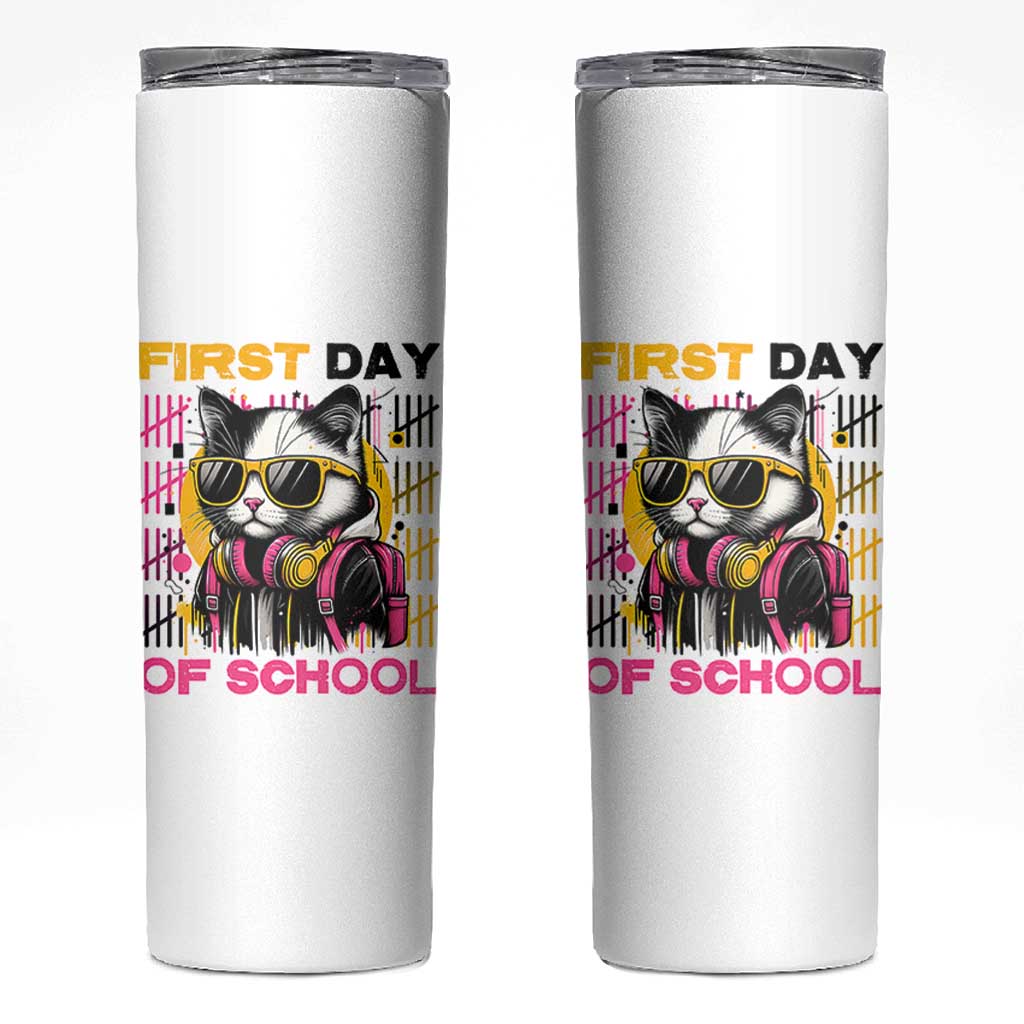 Funny Cat First Day Of School Skinny Tumbler Back To School Gift For Kids