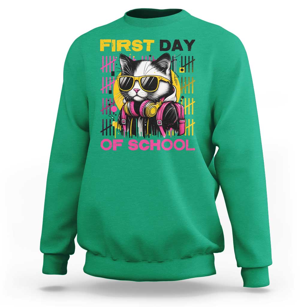 Funny Cat First Day Of School Sweatshirt Back To School Gift For Kids - Wonder Print Shop