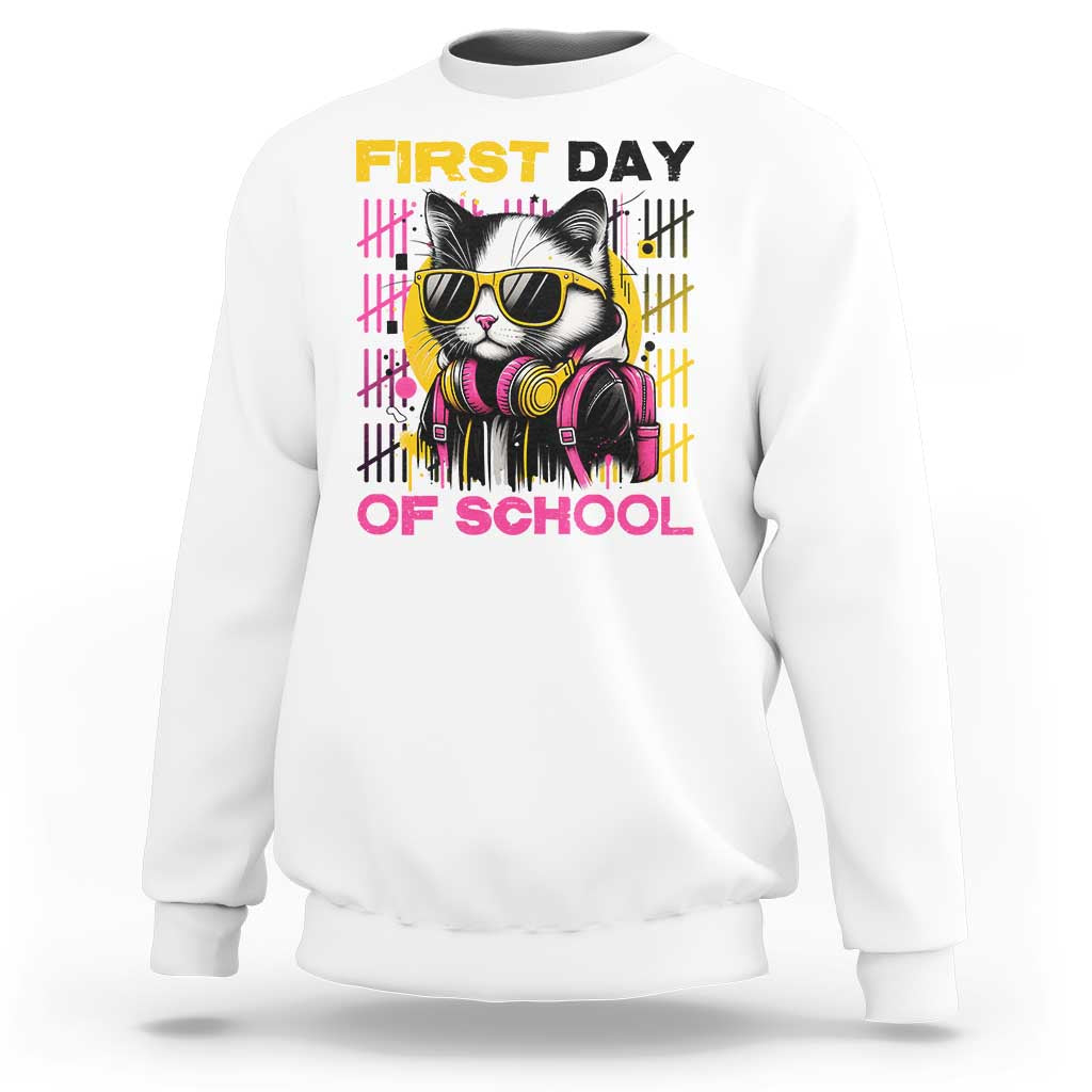 Funny Cat First Day Of School Sweatshirt Back To School Gift For Kids - Wonder Print Shop