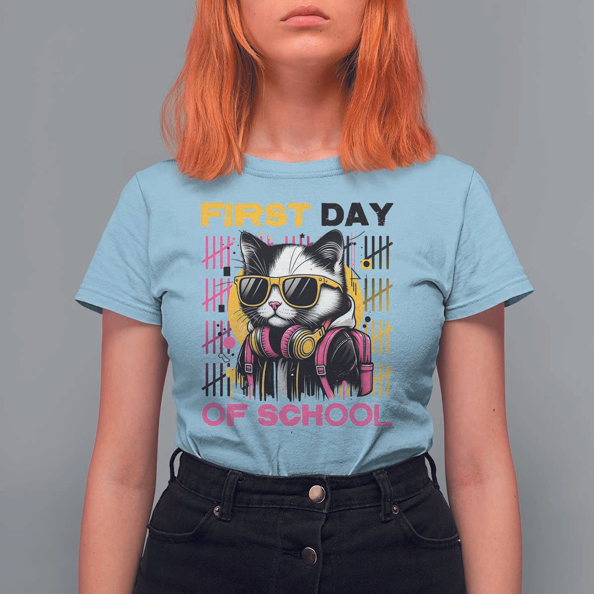 Funny Cat First Day Of School T Shirt For Women Back To School Gift For Kids - Wonder Print Shop