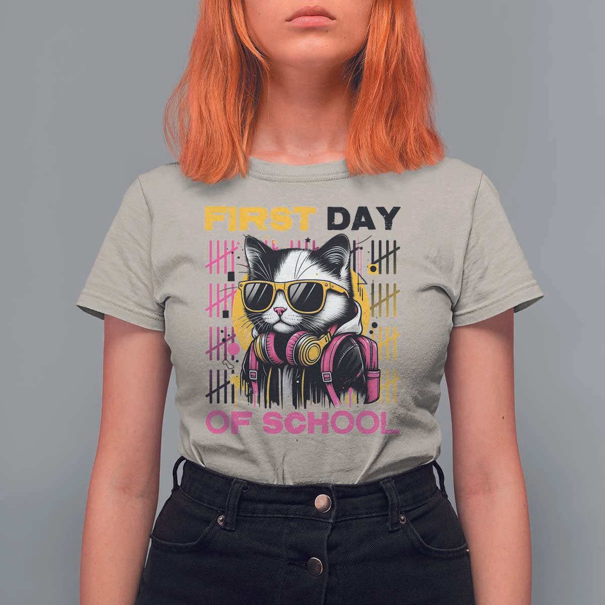 Funny Cat First Day Of School T Shirt For Women Back To School Gift For Kids - Wonder Print Shop