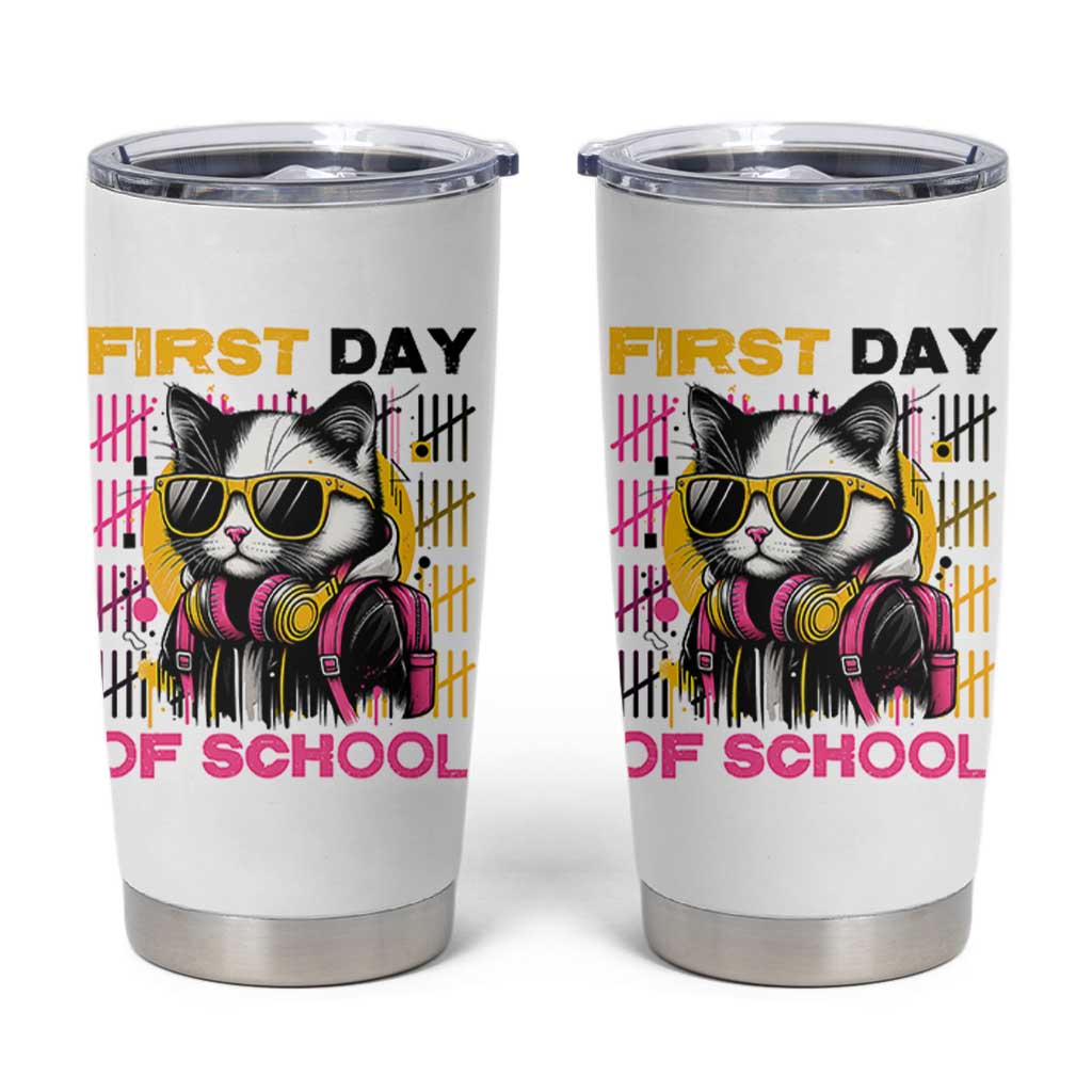 Funny Cat First Day Of School Tumbler Cup Back To School Gift For Kids