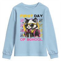 Funny Cat First Day Of School Youth Sweatshirt Back To School Gift For Kids - Wonder Print Shop