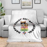 Cat Happy First Day Of School Throw Blanket Back To School Gift For Kids - Wonder Print Shop