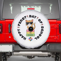 Cat Happy First Day Of School Spare Tire Cover Back To School Gift For Kids - Wonder Print Shop