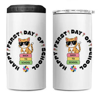 Cat Happy First Day Of School 4 in 1 Can Cooler Tumbler Back To School Gift For Kids