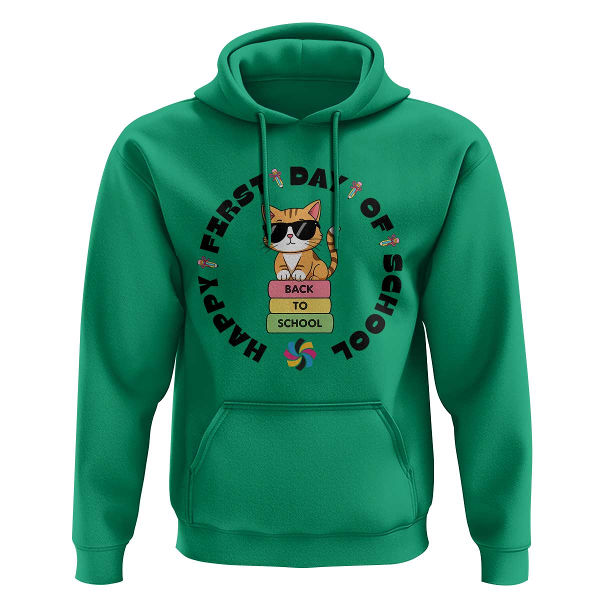 Cat Happy First Day Of School Hoodie Back To School Gift For Kids - Wonder Print Shop