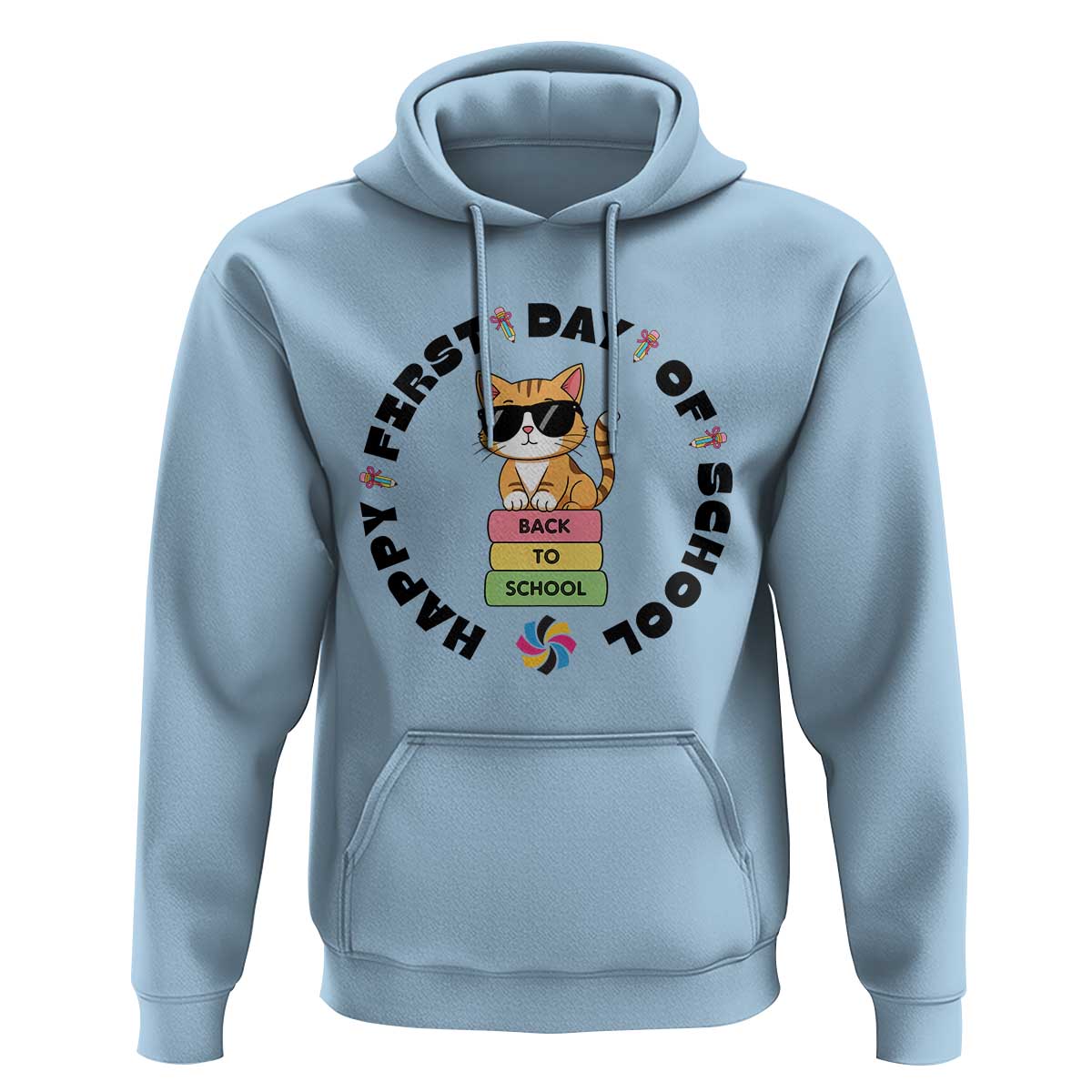 Cat Happy First Day Of School Hoodie Back To School Gift For Kids - Wonder Print Shop