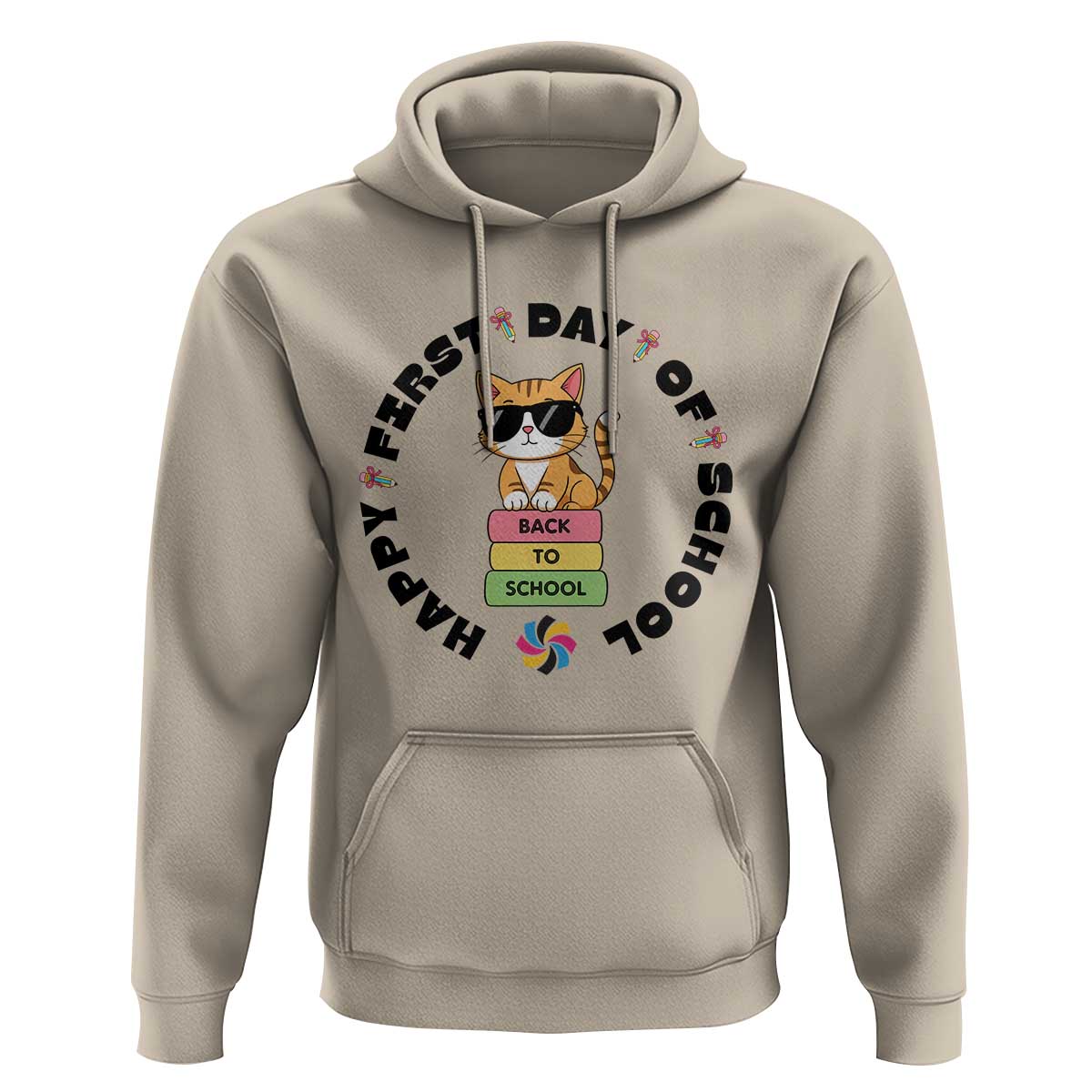 Cat Happy First Day Of School Hoodie Back To School Gift For Kids - Wonder Print Shop