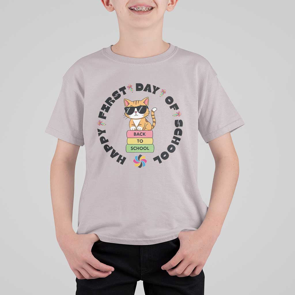 Cat Happy First Day Of School T Shirt For Kid Back To School Gift For Kids - Wonder Print Shop