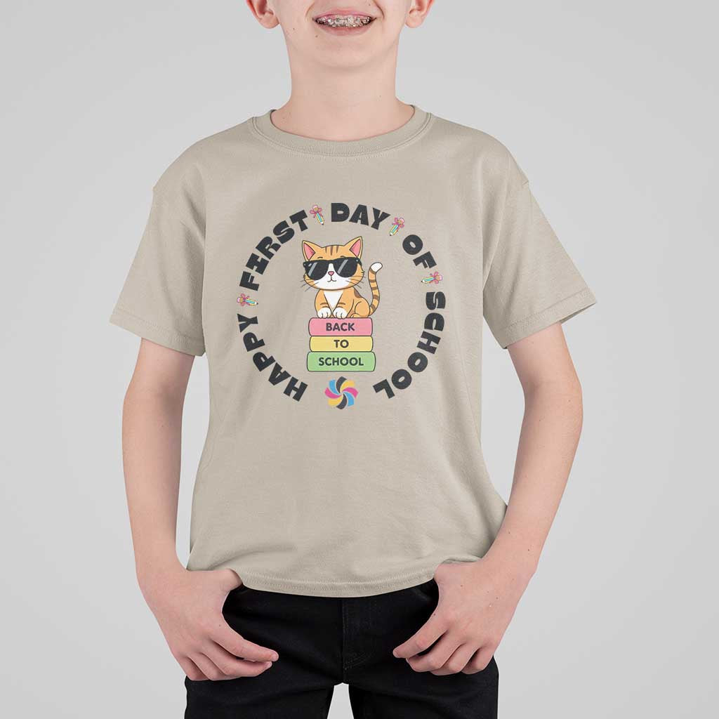 Cat Happy First Day Of School T Shirt For Kid Back To School Gift For Kids - Wonder Print Shop