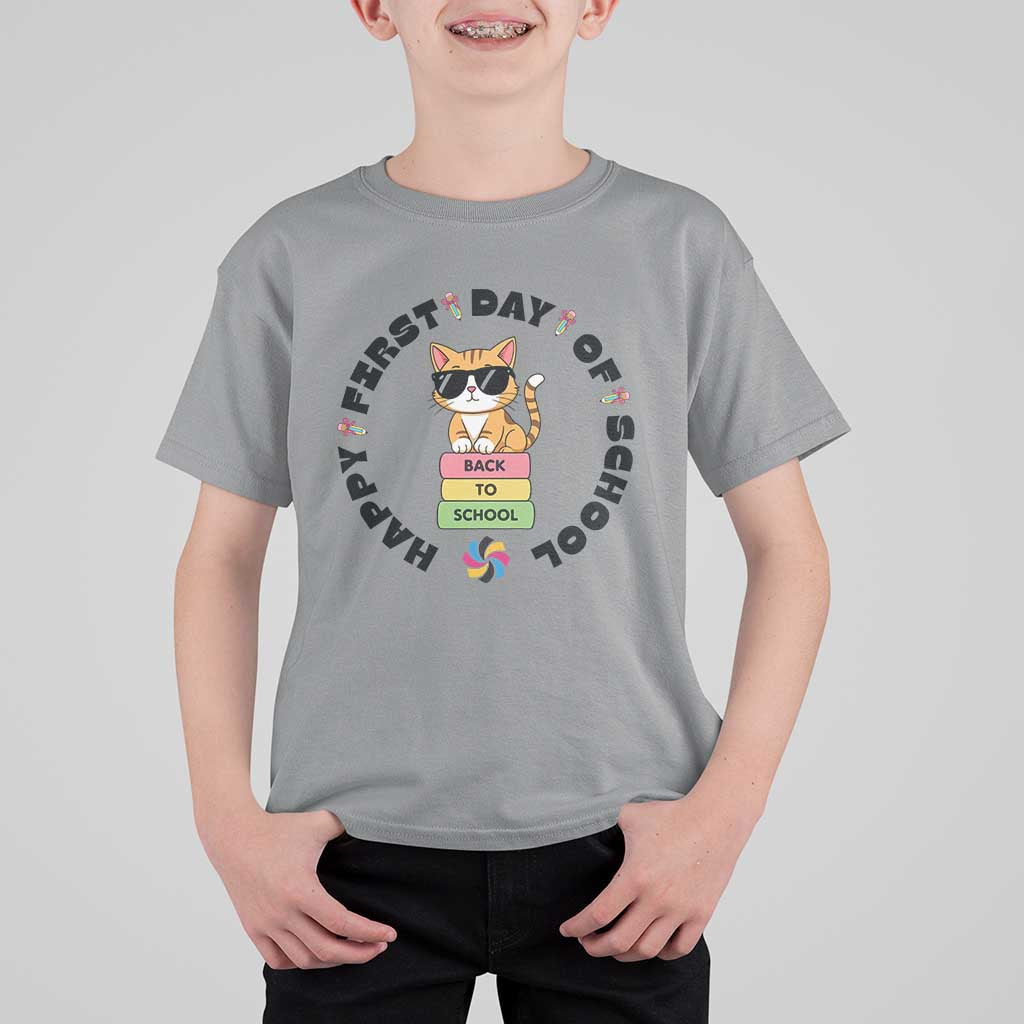 Cat Happy First Day Of School T Shirt For Kid Back To School Gift For Kids - Wonder Print Shop
