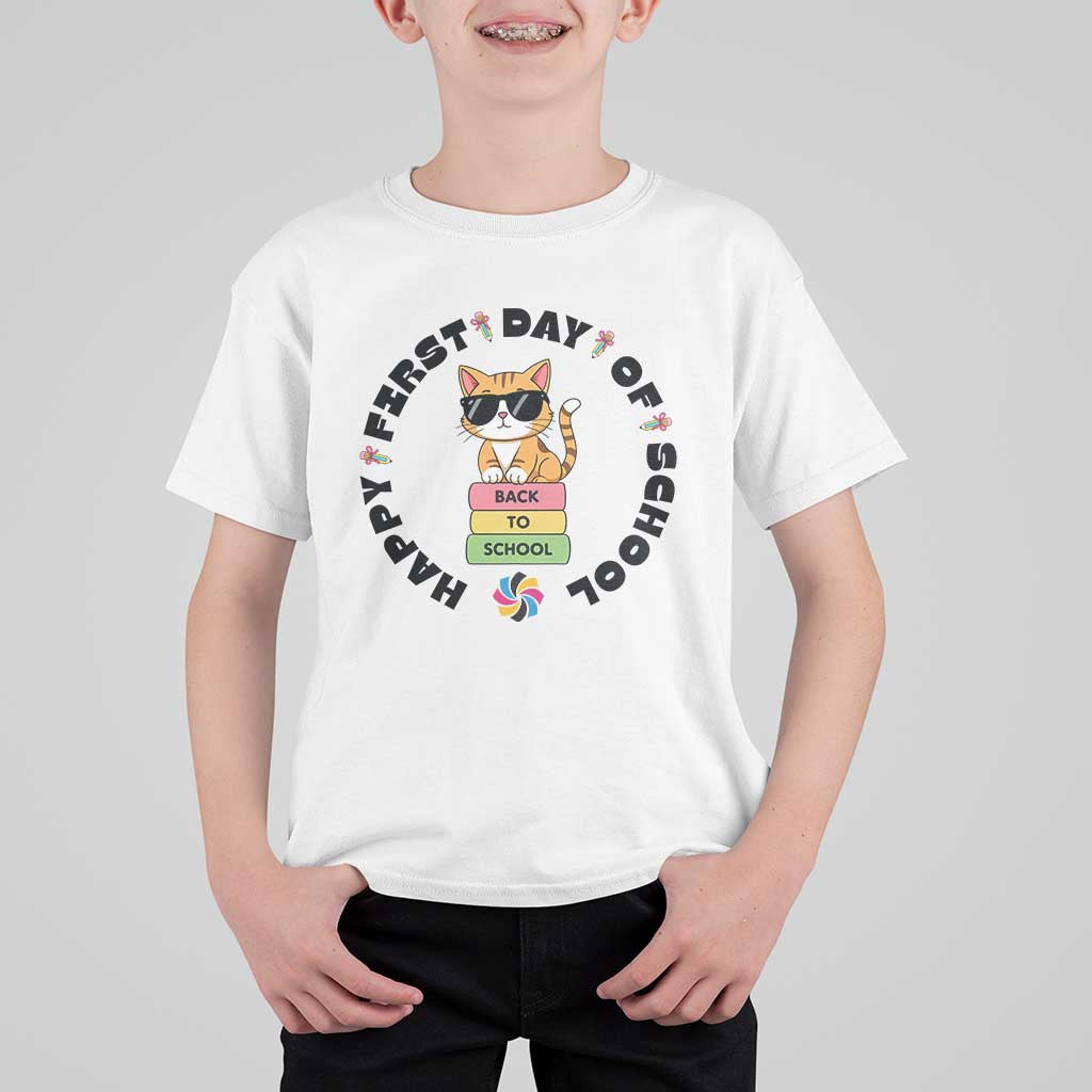 Cat Happy First Day Of School T Shirt For Kid Back To School Gift For Kids - Wonder Print Shop