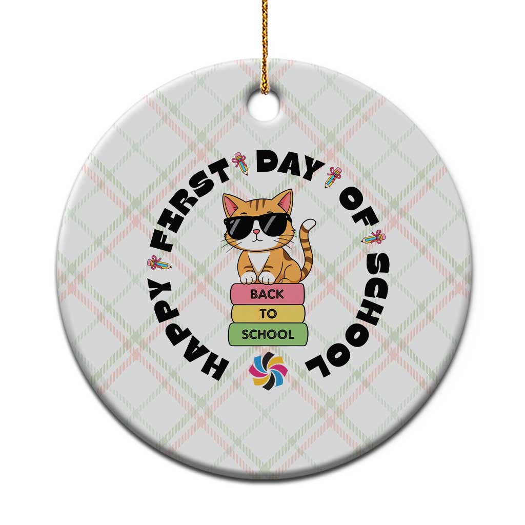 Cat Happy First Day Of School Ceramic Ornament Back To School Gift For Kids - Wonder Print Shop