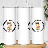 Cat Happy First Day Of School Skinny Tumbler Back To School Gift For Kids