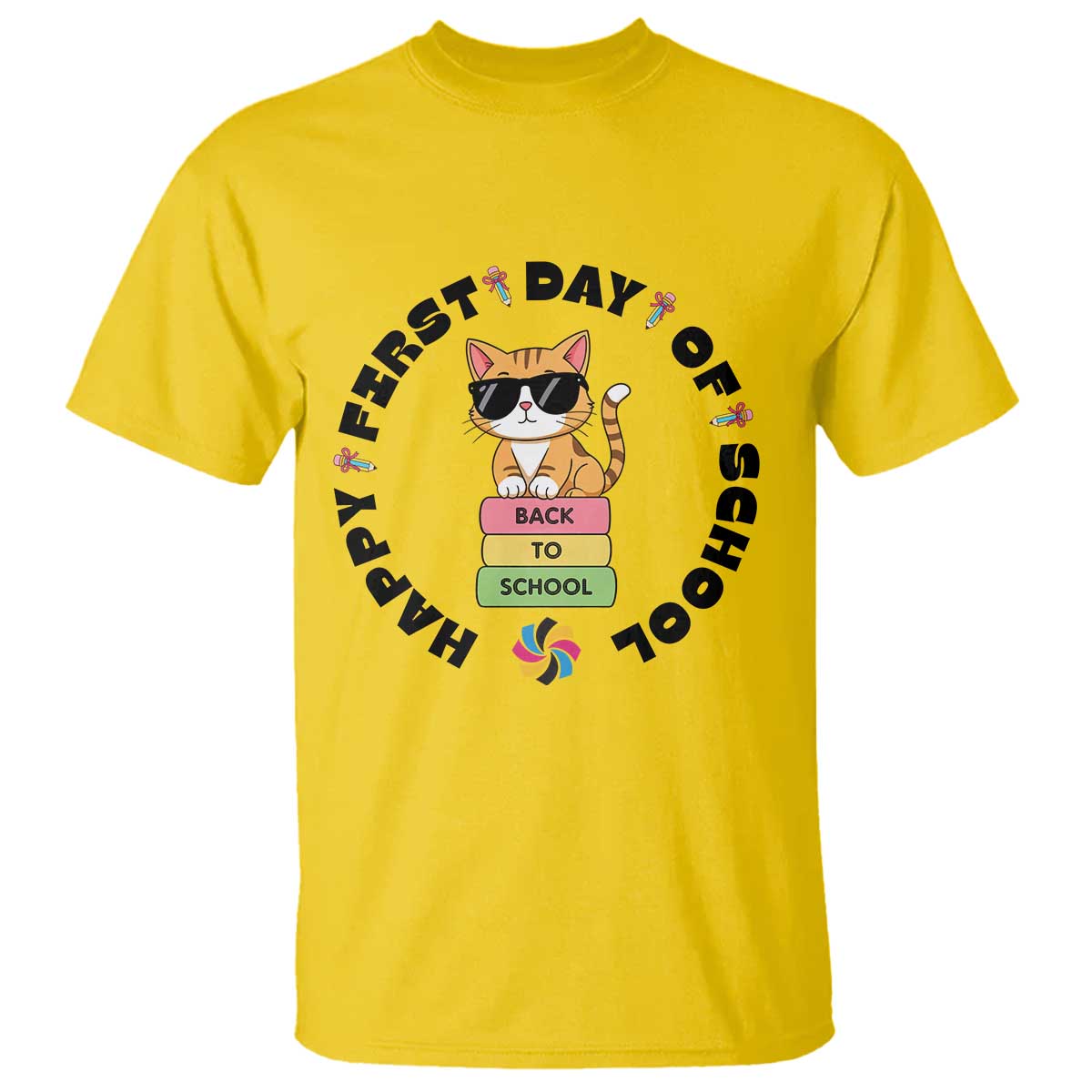 Cat Happy First Day Of School T Shirt Back To School Gift For Kids - Wonder Print Shop