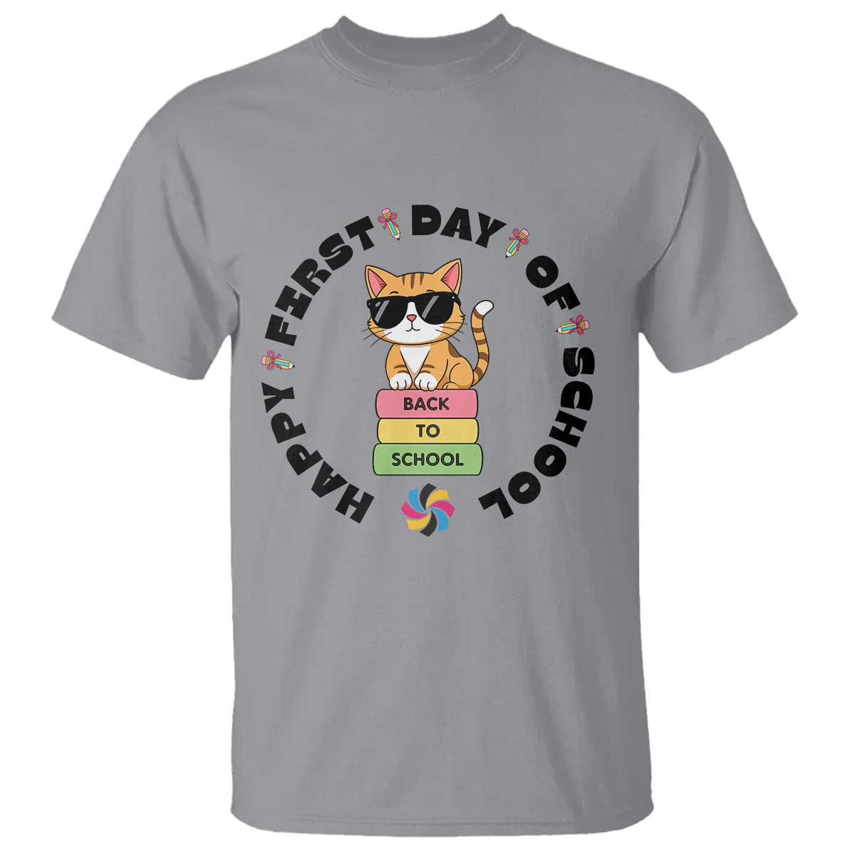 Cat Happy First Day Of School T Shirt Back To School Gift For Kids - Wonder Print Shop