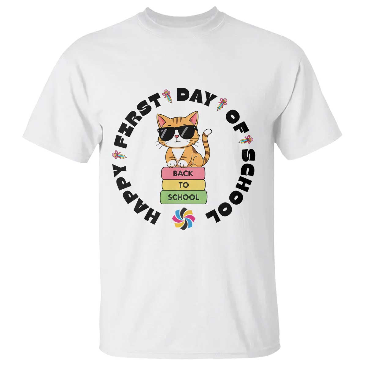 Cat Happy First Day Of School T Shirt Back To School Gift For Kids - Wonder Print Shop