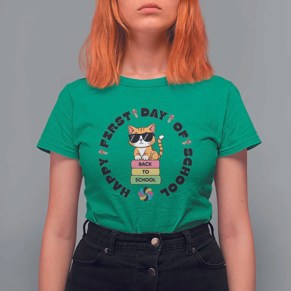 Cat Happy First Day Of School T Shirt For Women Back To School Gift For Kids - Wonder Print Shop