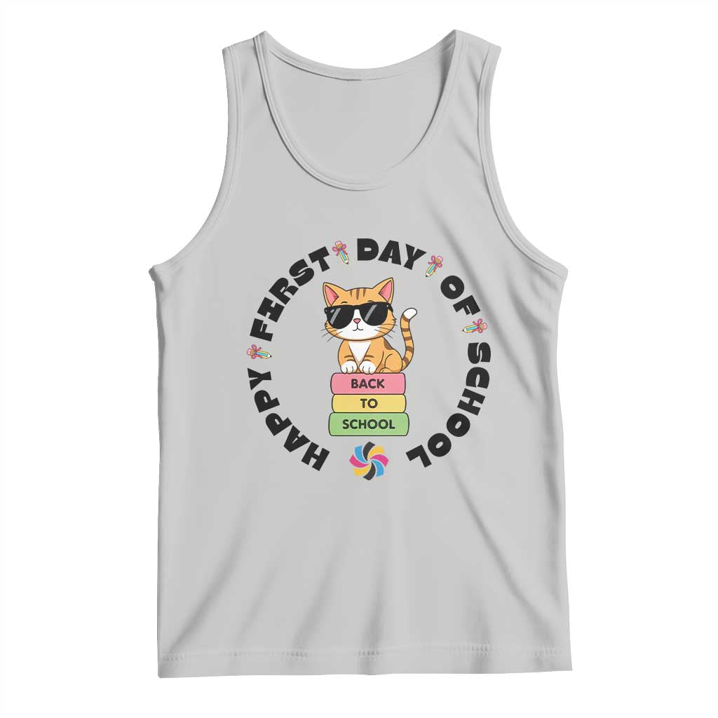 Cat Happy First Day Of School Tank Top Back To School Gift For Kids - Wonder Print Shop