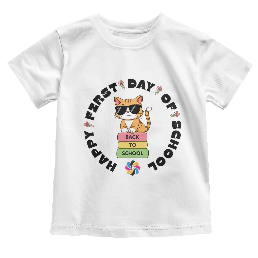 Cat Happy First Day Of School Toddler T Shirt Back To School Gift For Kids - Wonder Print Shop