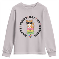 Cat Happy First Day Of School Youth Sweatshirt Back To School Gift For Kids - Wonder Print Shop