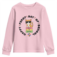 Cat Happy First Day Of School Youth Sweatshirt Back To School Gift For Kids - Wonder Print Shop