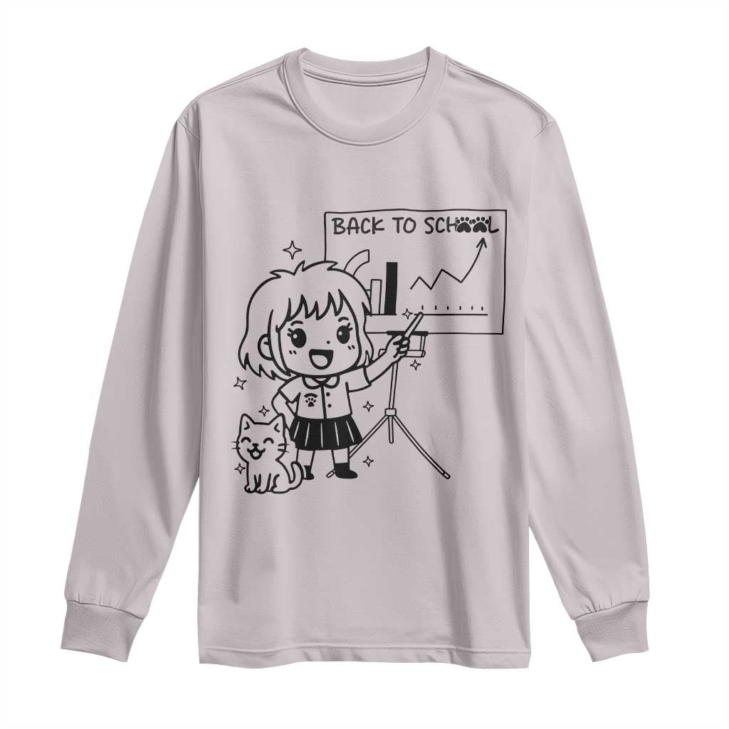 Back To school Long Sleeve Shirt Funny Teacher Teaching Cat Lover Gift - Wonder Print Shop